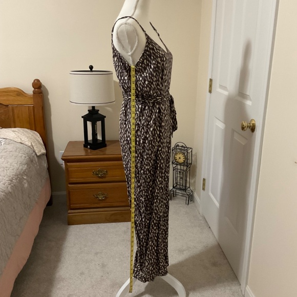 Salty Lemon small animal print spaghetti straps belted wide leg jumpsuit - Picture 3 of 8